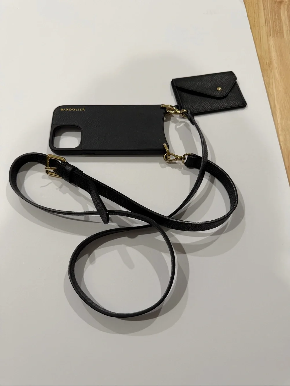 Bandolier Black Leather Crossbody Phone Case with Card Pocket IPhone 13 Pro Max